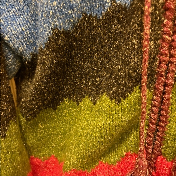 Orval Handmade 50% Wool Colorful Striped Women's Hooded Sweater Jacket EUC Sz L - Picture 7 of 13